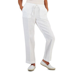 Charter Club Petite 100% Linen White Drawstring Pants NWT